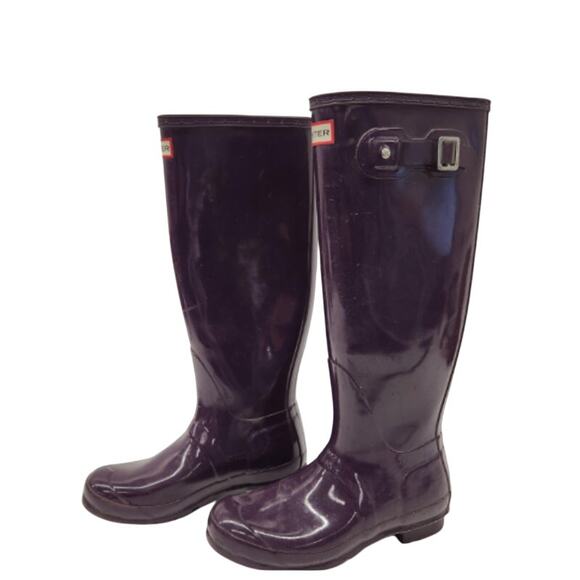 Hunter Original Tall Purple Rain Boots Gloss Size 8 - Picture 6 of 6